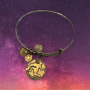 Alex and Ani Silver Tone Aquarius ll Adjustable Charm Bangle Bracelet